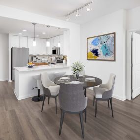 Comfortable Apartments with Kitchen Island Seating and Dining Space