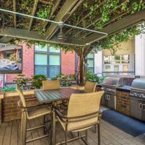 Grilling pavillion next to pool at Camden Gallery Apartments in Charlotte, NC