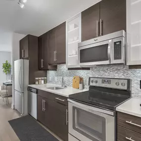 Kitchen in studio apartment home at Camden Gallery Apartments in Charlotte, NC