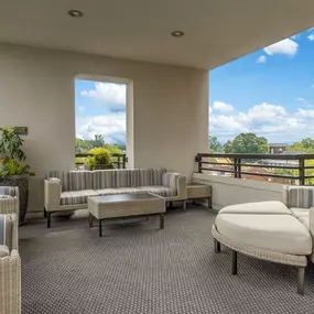 Rooftop terrace with seating and television