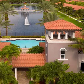 Water fountain and lake views