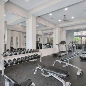 Fitness center with weights and cardio machines