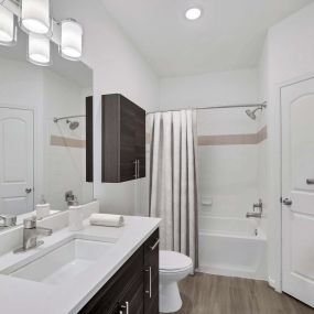 Contemporary style renovated apartment bathroom at Camden College Park