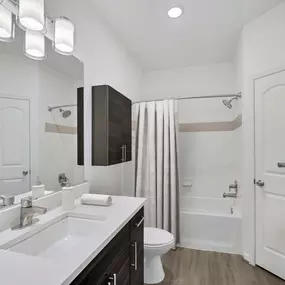 Contemporary style renovated apartment bathroom at Camden College Park