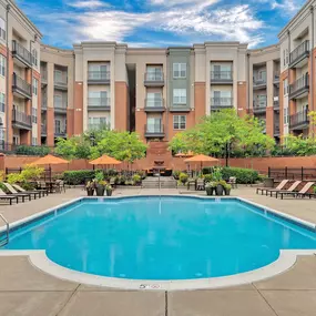 Resort style pool with lounge chairs at Camden College Park in College Park, Maryland