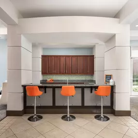 Resident lounge with entertaining kitchen at Camden College Park apartments in College Park, MD