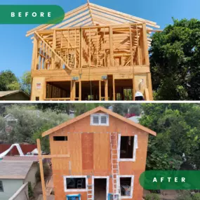 From framework to nearly finished, this before-and-after photo set captures the remarkable progress of a two-story ADU project we're proud to have brought to life