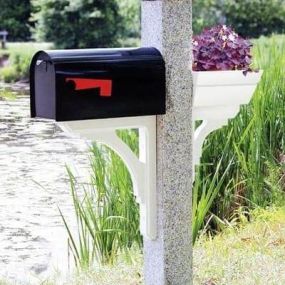 Granite Mailbox Post with Wood Bracket