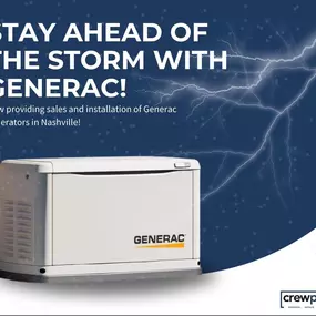 Have you had enough of the severe storms? Storms can be scary. Don’t be left in the dark after the storm. CrewPros home services include sales and installations for Generac generators in Nashville and the surrounding communities. CrewPros is a Generac Elite Dealer-We have factory-trained technicians and an authorized service center for sales, installation, and service for your generator.