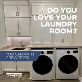 Doing laundry doesn't have to be a chore when you have a beautiful space to do it in! Creating a place where you have cabinets and counter space to work makes the job much easier! CrewPros Nashville can provide that for you. We are the remodeling experts. We will work within your budget, and our design consultants can re-imagine a room you want to work in. Contact us today to schedule a consultation!