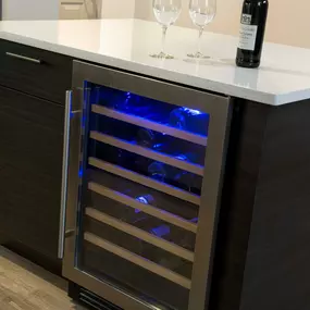 Separate beverage refrigerator at Camden Las Olas apartments in Fort Lauderdale, Florida.