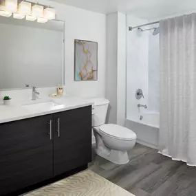 Beautiful bathroom with LED lighting.