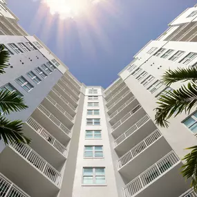 Exterior front view at Camden Las Olas apartments in Fort Lauderdale, Florida.