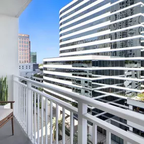Spacious balcony with city views in the Bellini floorplan at Camden Las Olas in Fort Lauderdale, FL.