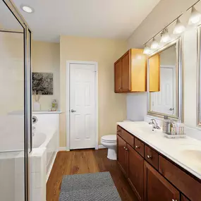 Townhome with standup shower garden tub and double sinks