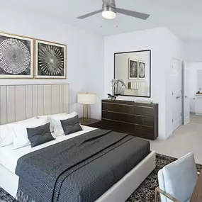 Renovated modern bedroom at Camden St. Clair in Atlanta GA