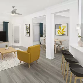 Modern Living and Dining Room with hardwood-style flooring at Camden St.Clair in Atlanta GA