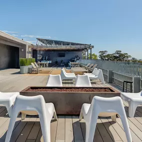 Rooftop event space and firepit.