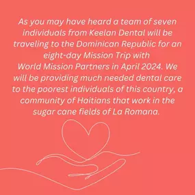 Looking for a meaningful cause this Giving Tuesday? ???? We would GREATLY appreciate your support of our upcoming Mission Trip! Next April, seven members of our team will be traveling to the Dominican Republic to provide much needed dental care to the poorest community in La Romana. ???? Please see the GoFundMe link below for more details. Thank you for your support!
https://gofund.me/a30e8214