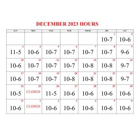 December Hours 2023