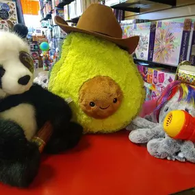 Pirate Panda, Yeehaw-vocado, and Rocktopus are here to remind you to pick up your last-minute Halloween needs! Whether it's an accessory to bring your costume to the next level, that finishing touch to decorate your yard, or a toddler-sized frog costume, we have you covered. Pop on in and check out our spooky selections!