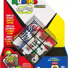 Rubik's Perplexus Fusion 3x3 unites two mind-challenging puzzles in one! Roll the steel ball to the START space and twist the Rubik's Perplexus to align the tracks and maneuver the ball through the inner maze. Roll past increasing numbers along the track on your way to the finish line without falling off the track. Put your skills to the test. Complete the Maze, Complete the Cube.