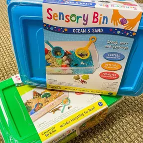 We are super excited to have these sensory boxes, they're chock-full of tactile and engaging activities for ages 3+.