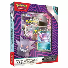 A bone-chilling fog fills the air as night falls and eerie Pokémon ex come out to play! Boasting big HP and powerful attacks, Absol ex and Gengar ex bring the sneaky tricks of the Darkness type to your deck, while the ghostly Banette ex shows off Psychic-type prowess as a foil oversize card for display. Even more Pokémon await inside the booster packs in this special set!