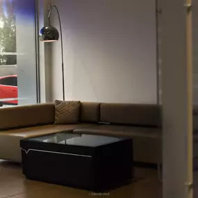 Waiting area inside the Ford Lincoln showroom