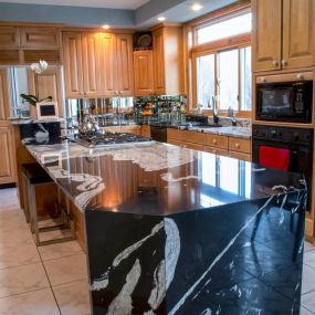 granite copacabana waterfall edge countertop