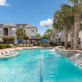 Resort-style pool with lap lane at Camden Spring Creek Apartments in Spring, Texas