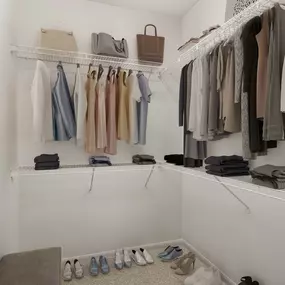 Walk-in closet at Camden Spring Creek Apartments in Spring, Texas