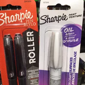 Two new Sharpie items in the shop—Sharpie Rollerball Pen 2 pack and the Sharpie Permanent White Marker.