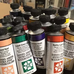 Sometimes we have a few extra colors of Daniel Smith Watercolors that don’t fit into the display…you’ll find these tubes in a small container directly under the Daniel Smith display.