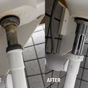 Before & After - Corroded Pipe Underneath Sink