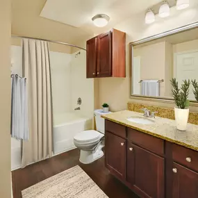 Bathroom with above cabinets