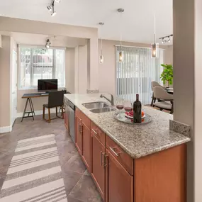 Spacious open concept kitchen with space for a home office