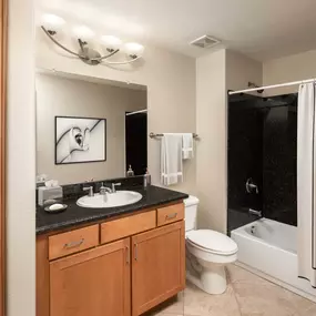 Bathroom with tile flooring