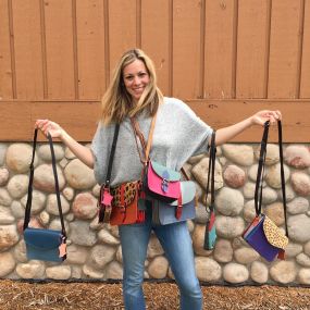 We love these soruka bags and we know you will too! Made from recycled leather so no two bags are the same! So fun and colorful!