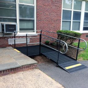Jack and his Amramp Northern NJ team installed this wheelchair ramp in front of a building, making it accessible to all.