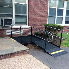 Jack and his Amramp Northern NJ team installed this wheelchair ramp in front of a building, making it accessible to all.