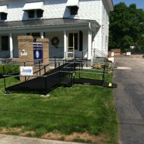 The Amramp Eastern NC team installed this commercial ramp rental for a funeral home in Henderson, NC during a construction project.