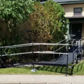 Testa Construction came to Gregg Stone and the Amramp Buffalo team to provide a temporary wheelchair ramp while they demolished and replaced the existing concrete ramp at the main office of the historic Mount Hope Cemetery in Rochester, NY. Susan B. Anthony and Frederick Douglas are among the notable people buried in Mount Hope Cemetery.