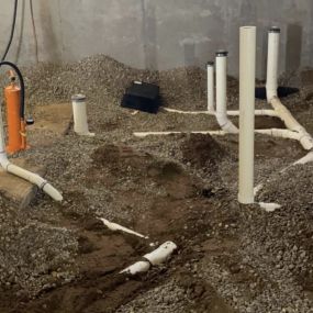 Underground plumbing for a new construction home.
