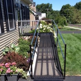 The front entrance of this Dublin, PA home is now wheelchair accessible thanks to the wheelchair ramp installed by Nick Marcellino and the Amramp Philadelphia.