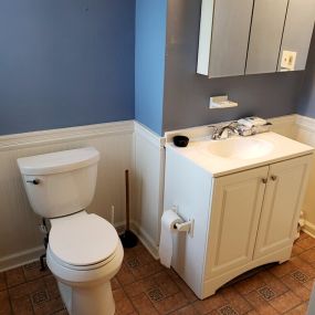 Nick Marcellino and the Amramp Philadelphia team completed this bathroom modification project in Philadelphia, PA. The client requested a walk-in shower with grab bars, new ADA-compliant toilet, and a new vanity/sink.