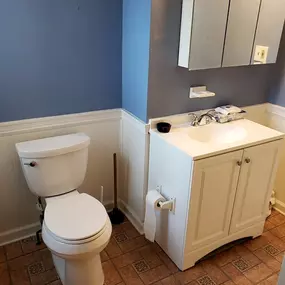 Nick Marcellino and the Amramp Philadelphia team completed this bathroom modification project in Philadelphia, PA. The client requested a walk-in shower with grab bars, new ADA-compliant toilet, and a new vanity/sink.