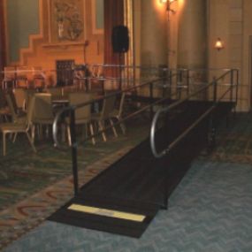 A wheelchair ramp rental at Atlanta’s historic Fox Theater makes the stage in the opulent Egyptian Ballroom fully accessible.