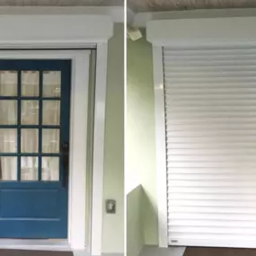 If your front door is mostly or entirely made of glass you may need extra support to keep it protected! Rolling shutters offer maximum protection for your front door. These shutters are cost effective and a long-lasting solution to storm protection!