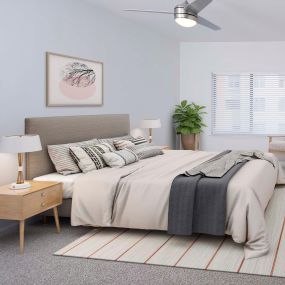 Bedrooms with ceiling fans at Camden Orange Court Apartments in Orlando, FL